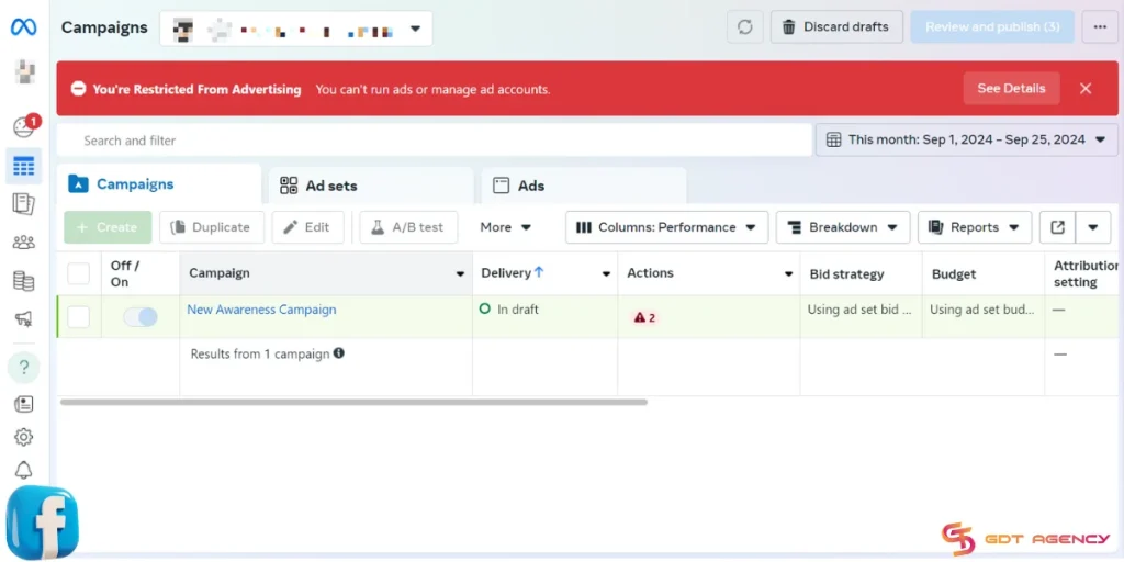 Main Facebook Ads Account Problems and How To Solve Them 3 Identify a restricted Facebook ad account