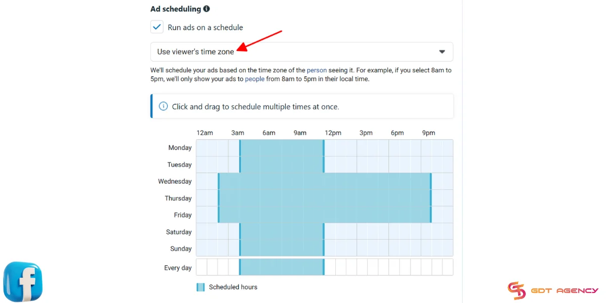 Facebook ad scheduling