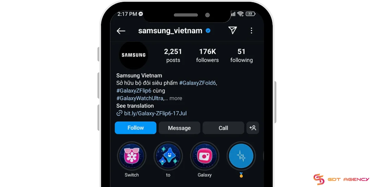 Samsung Vietnam's Instagram highlights