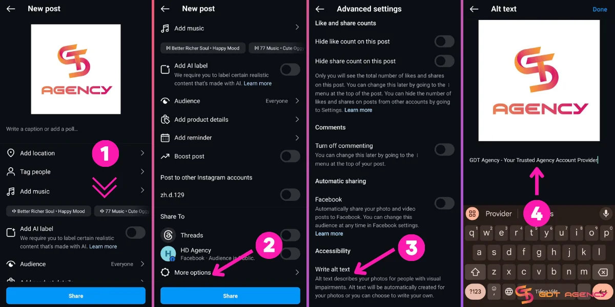 Steps to add Instagram alt text on a phone