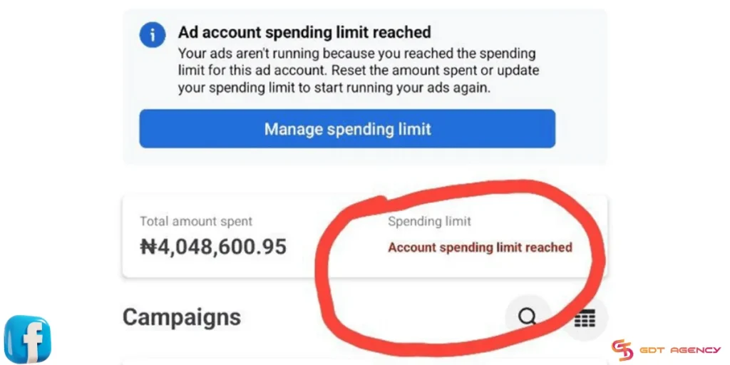 Facebook Ads Not Spending: 10 Main Reasons & How To Fix It Quickly? 2 Account spending limit reached