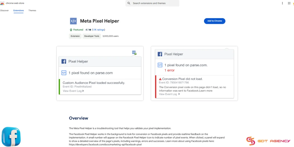 Facebook Pixel Helper extension