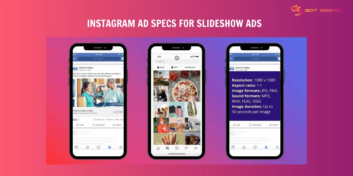 Instagram advertising specs for slideshow ads