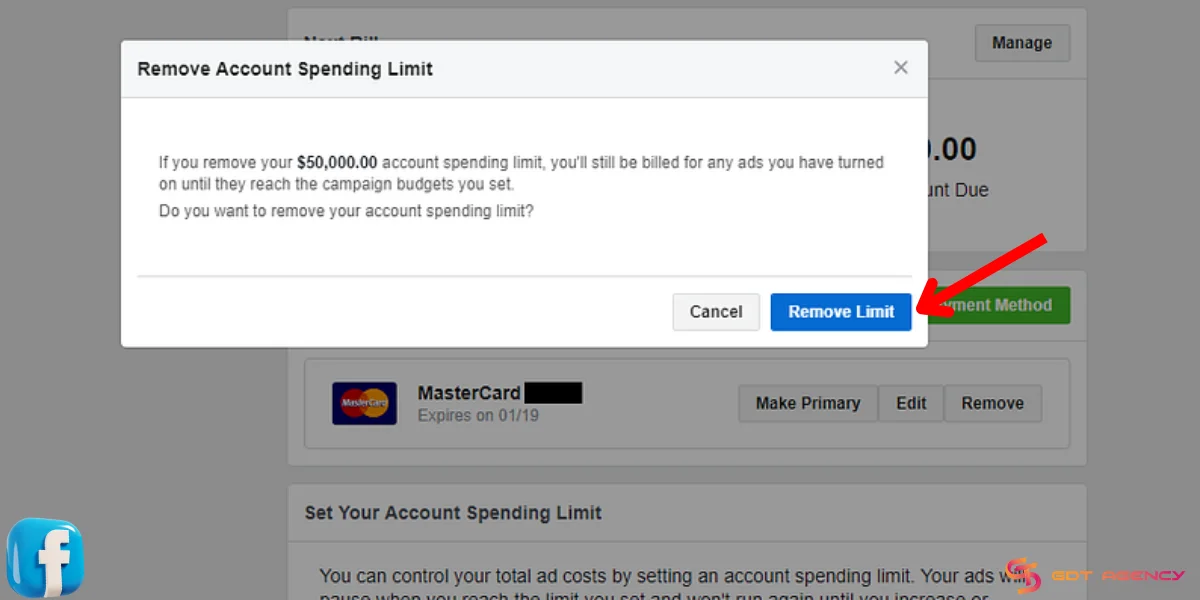 Remove account spending limit