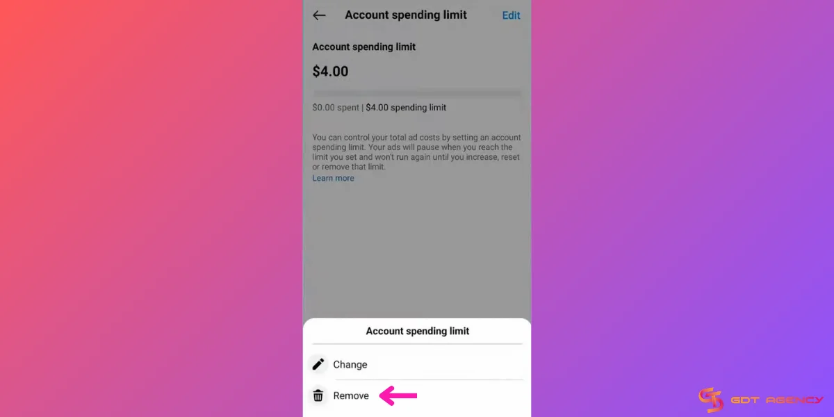 Remove ad spending limit