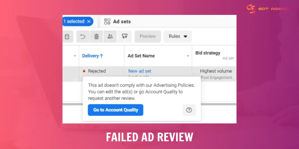 Your ads are disabled Instagram due to failed ad review