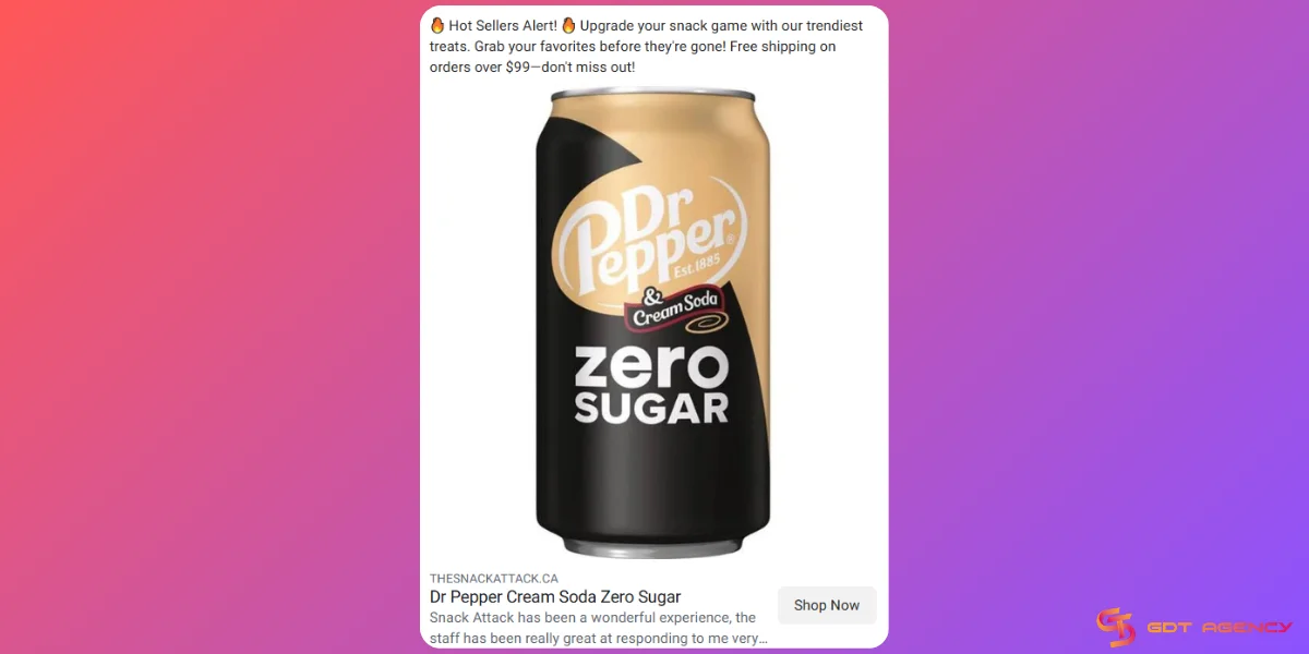 Dr Pepper Soda Instagram Ad Example for strong CTAs