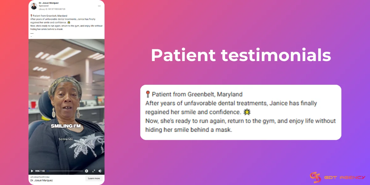 Patient testimonials