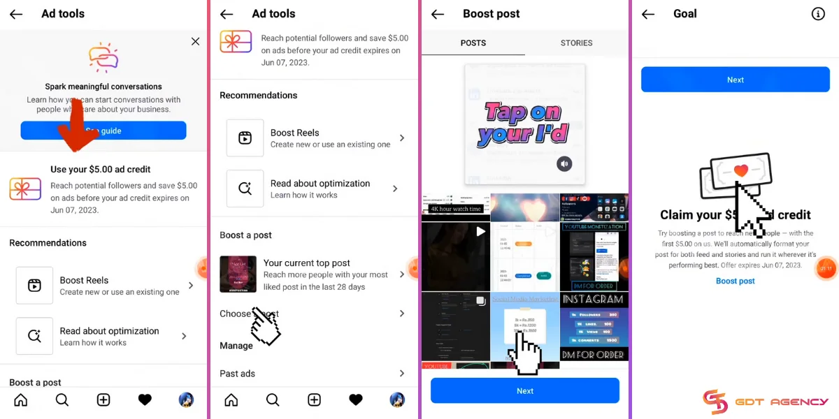 Steps to use ad credit on Instagram app 1