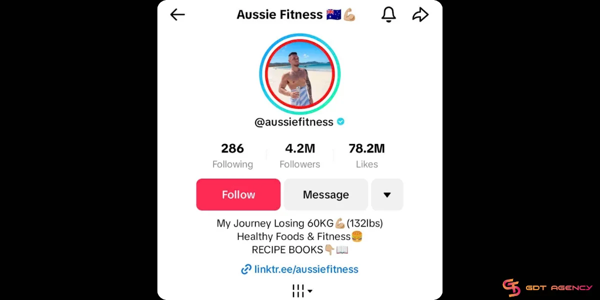 Gymmer TikTok bio example by Ausie Fitness