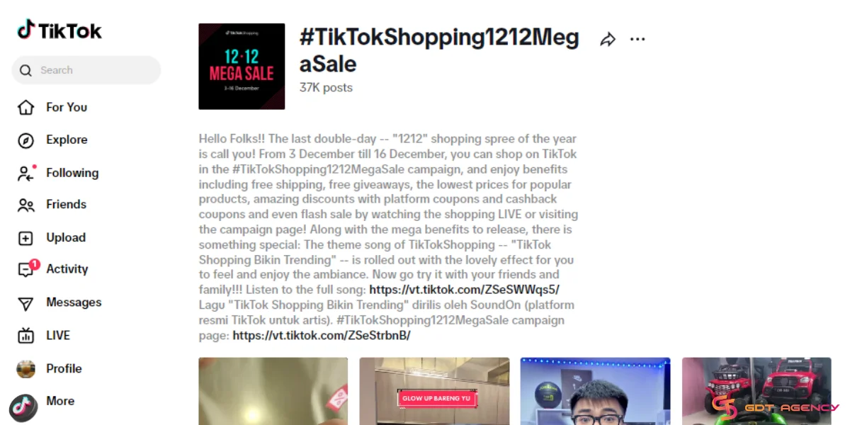 #TikTokShopping1212MegaSale hashtag