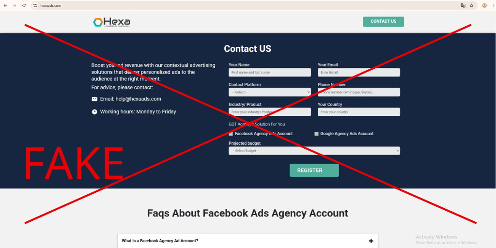 Hexa Ads is scamer