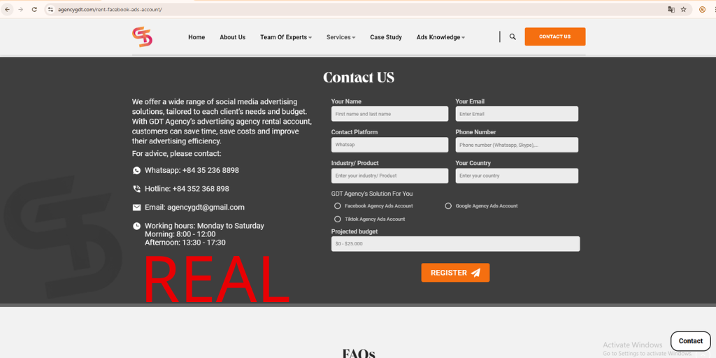 Real contact gdt agency